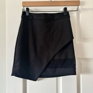 Express Black Asymmetrical Wrap Mini Skirt